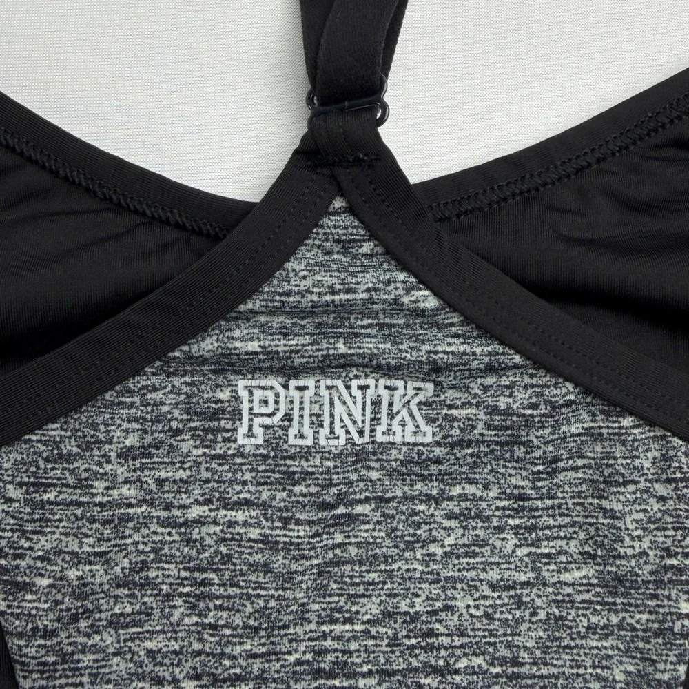Pink Victoria's Secret Ultimate Sports Bra Women L Gray Excellent Mesh Strappy